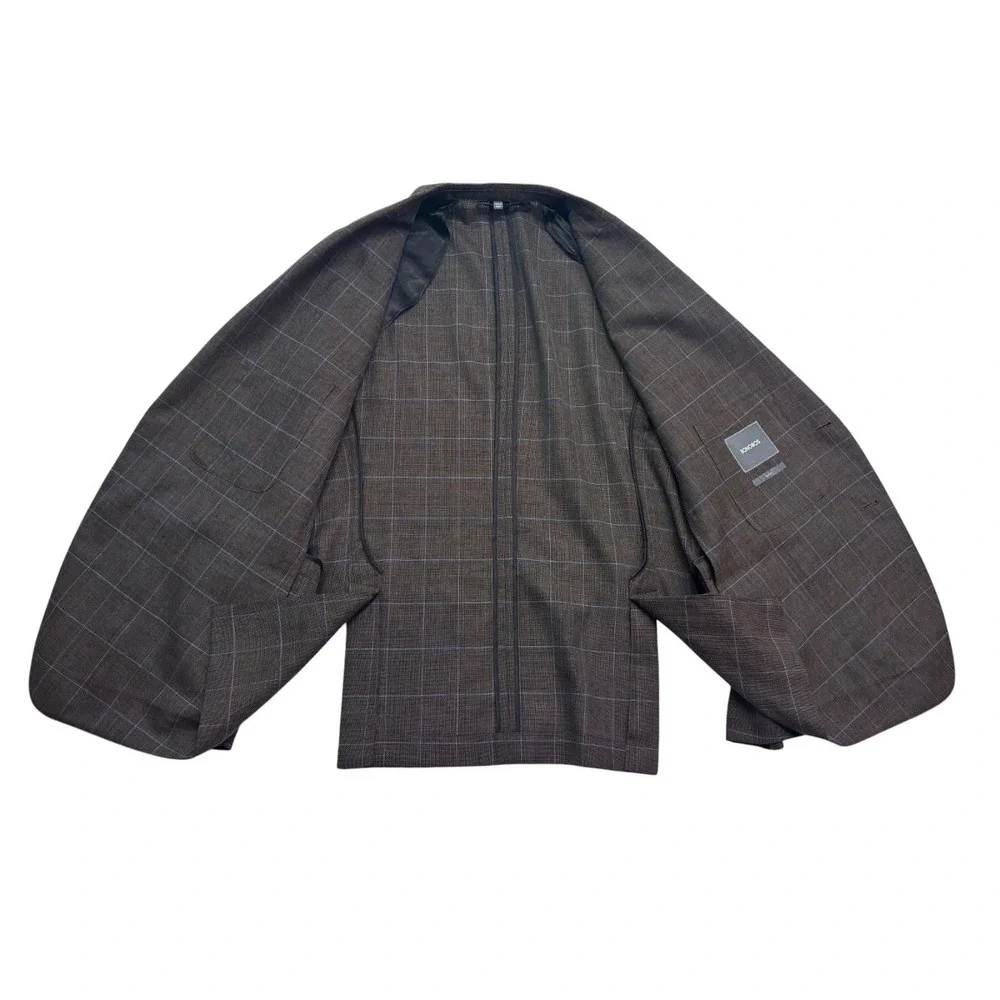 Bonobos 44R Brown Windowpane Unstructured Wool Blazer Jacket Sport Coat Slim
